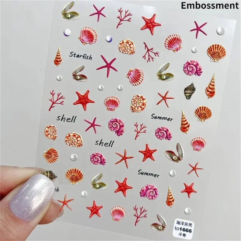 Summer Beach Nail Art Stickers with Ocean Designs - Smarsty