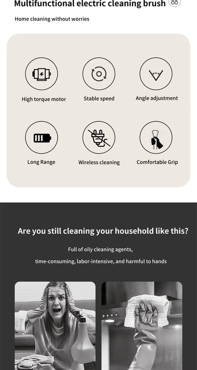 9 in 1 Electric Spin Scrubber Cordless Cleaning Brush Shower Scrubber Adjustable Extension Handle Waterproof For Tub Tile Floor - Smarsty