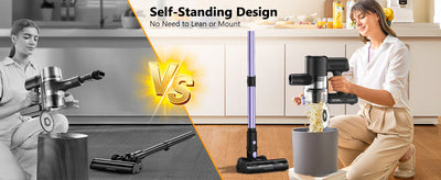 500W/55KPA Self-Standing Cordless Vacuum Cleaner,60 Mins Handheld Vacuum Cleaners,Smart LED Screen Vacuum for Carpet/Pet Hair - Smarsty