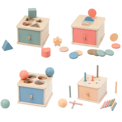 Wooden Color Shape Sorting Toys Drawer Box Busy Board Matching Game Fine Motor Sensory Toys Montessori Learning For Baby Gifts - Smarsty