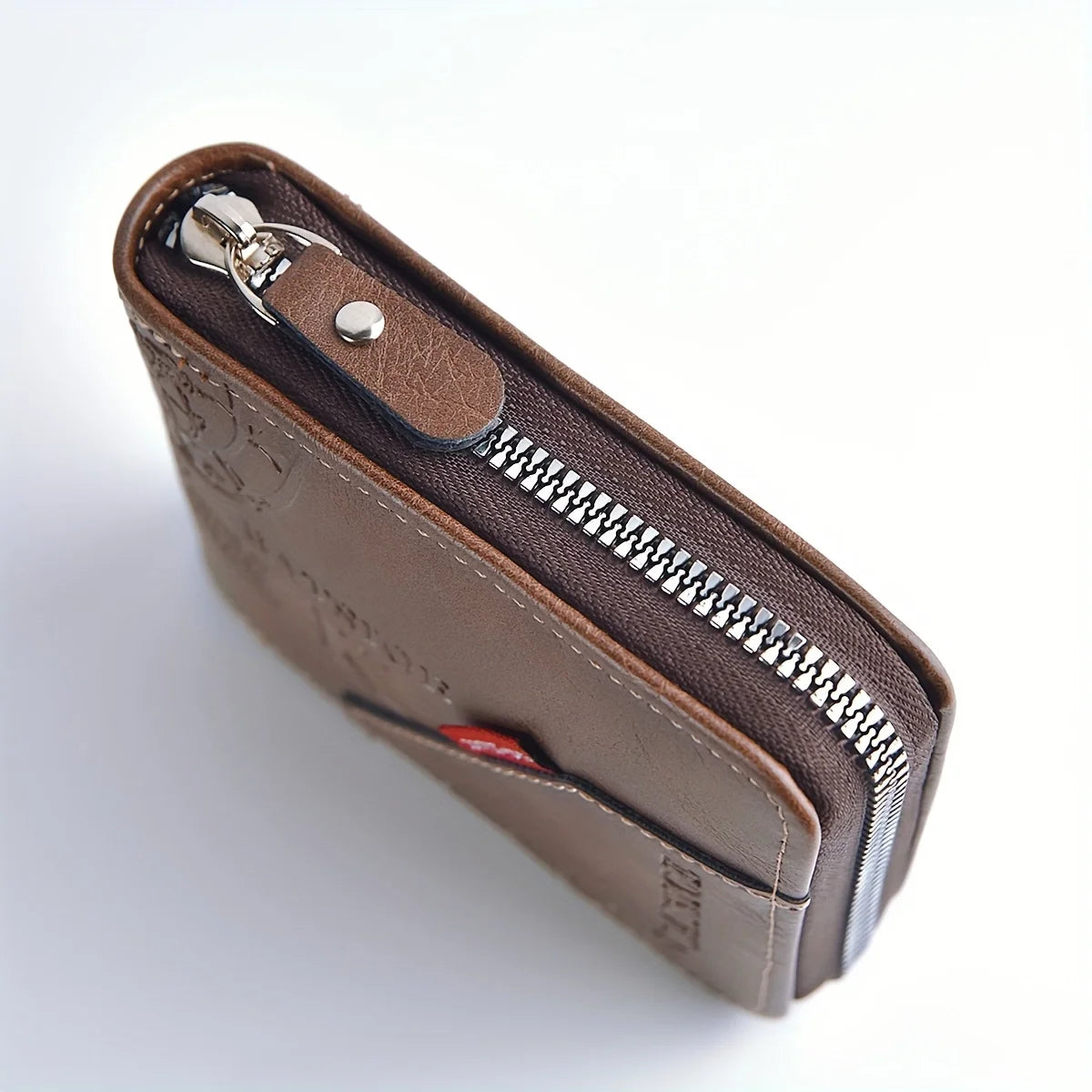 Men's Wallet Made of PU Wax Oil Skin Purse for Men Coin Purse Short Male Card Holder Wallets Zipper Around Money Coin Purse - Smarsty