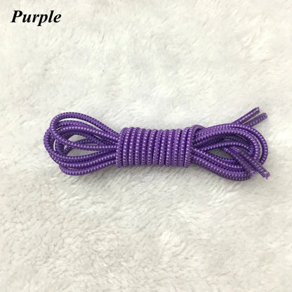 1 Pair 22 Colors Elastic Shoelaces Round Locking No Tie Shoe Laces Kids Adult Quick Lazy Laces Rubber Sneakers Shoelace T1 - Smarsty