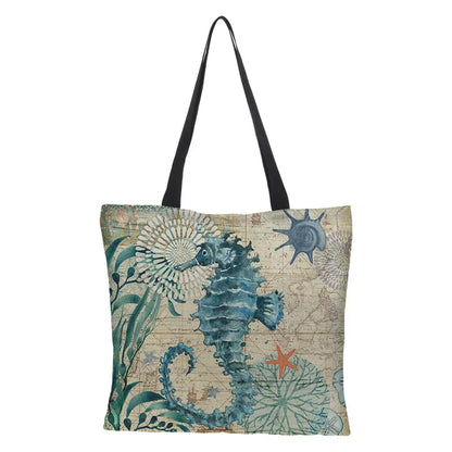 Large Capacity Linen Tote Bag Animal Print Shoulder Bag - Smarsty