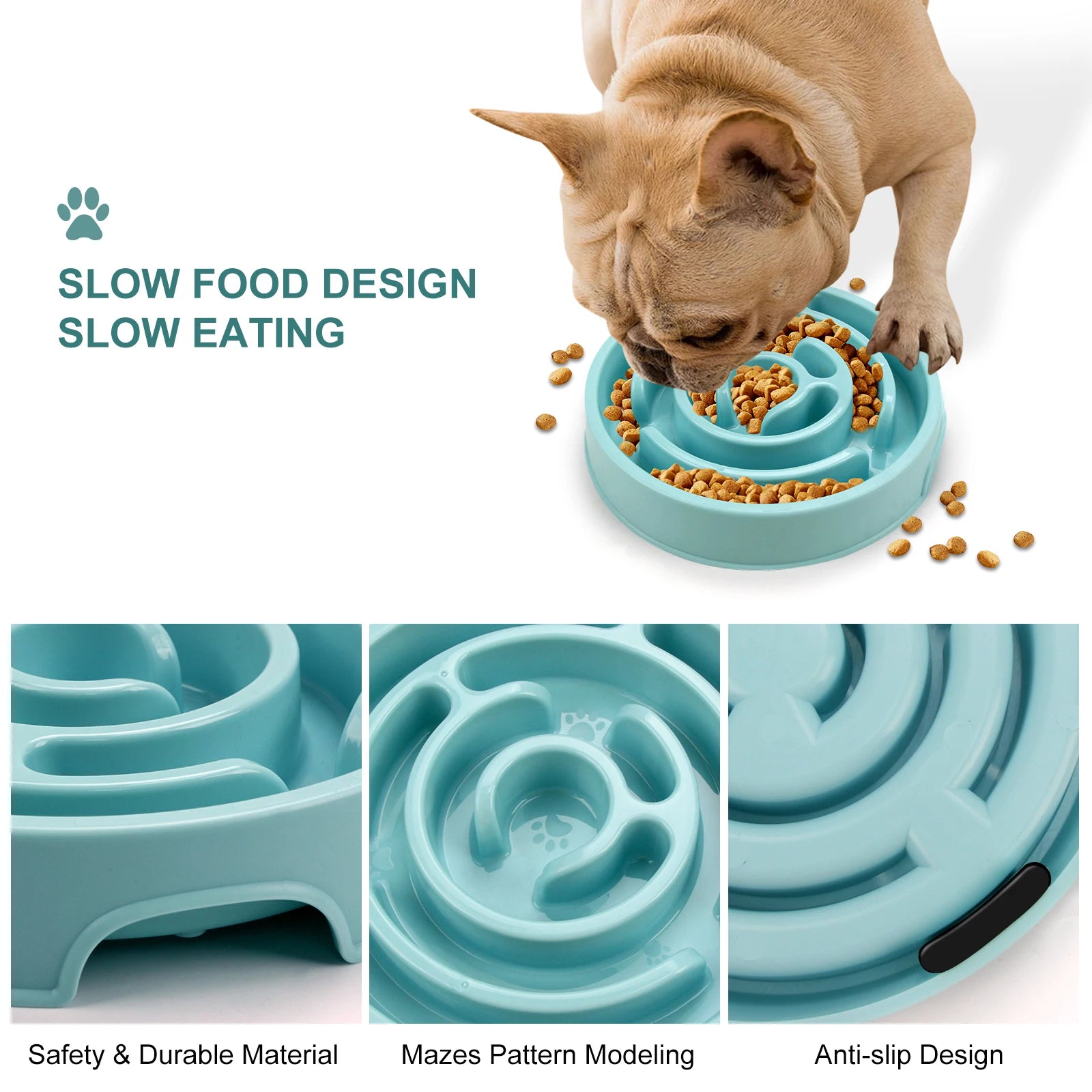 Pet Dog Slow Feeder Bowl Anti-Gulping Design for Healthy Eating - Smarsty