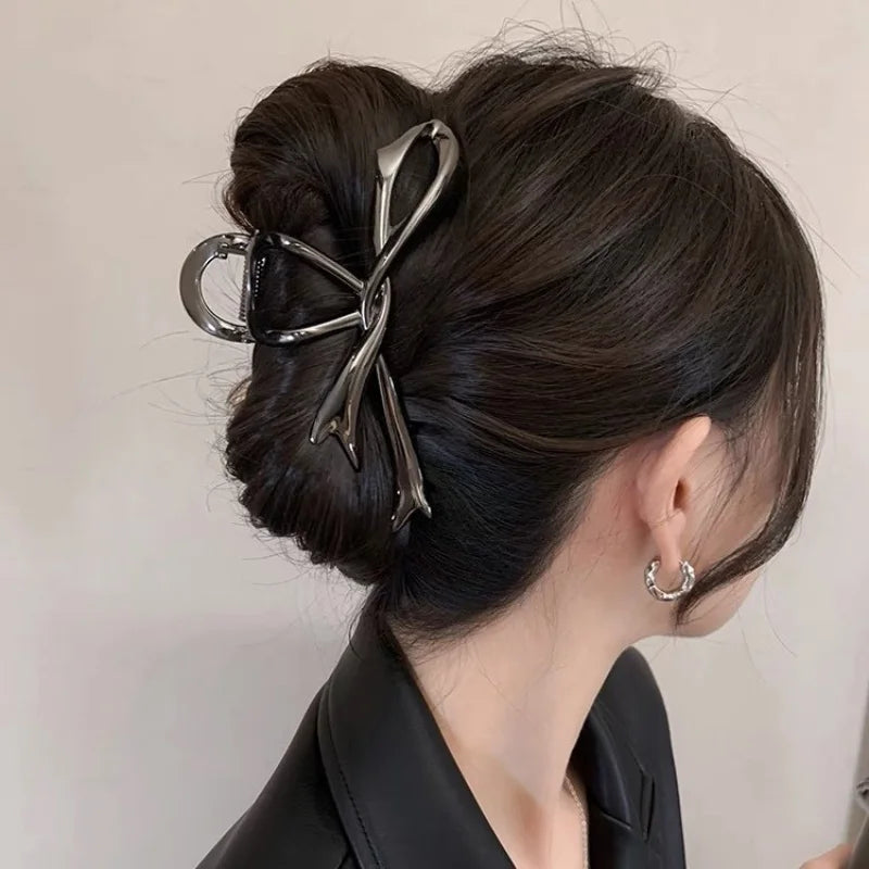 Elegant Geometric Hair Claw Clips Gold Silver Finish - Smarsty