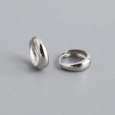 925 Sterling Silver Wide Gothic Huggies Hoop Earrings - Smarsty