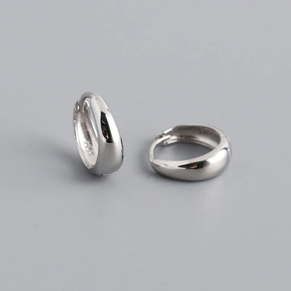 925 Sterling Silver Wide Gothic Huggies Hoop Earrings - Smarsty