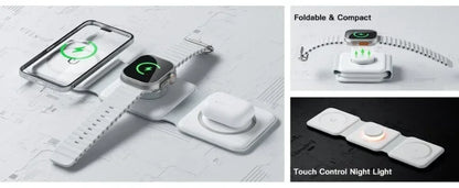 3 In 1 Wireless Charging Pad Foldable Desktop Charger - Smarsty