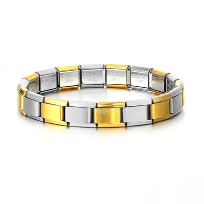 Gemosa Italian Stainless Steel Charm Bracelet Elastic Link Chain - Smarsty