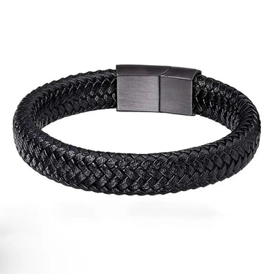 Black PU Leather Magnetic Bracelet for Men Elegant Gift - Smarsty