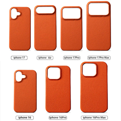 MagSafe Leather Case Natural Cowhide Lychee Finish Premium for iPhone 15, 16, 17 - Smarsty