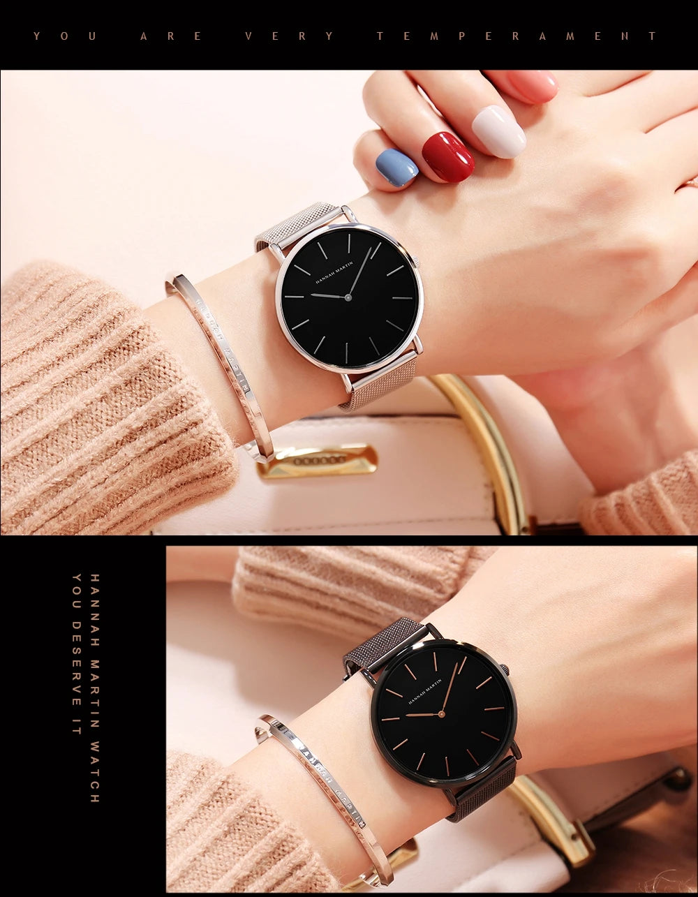 Rose Gold Women's Bracelet Watch with Japan Quartz Movement - Smarsty