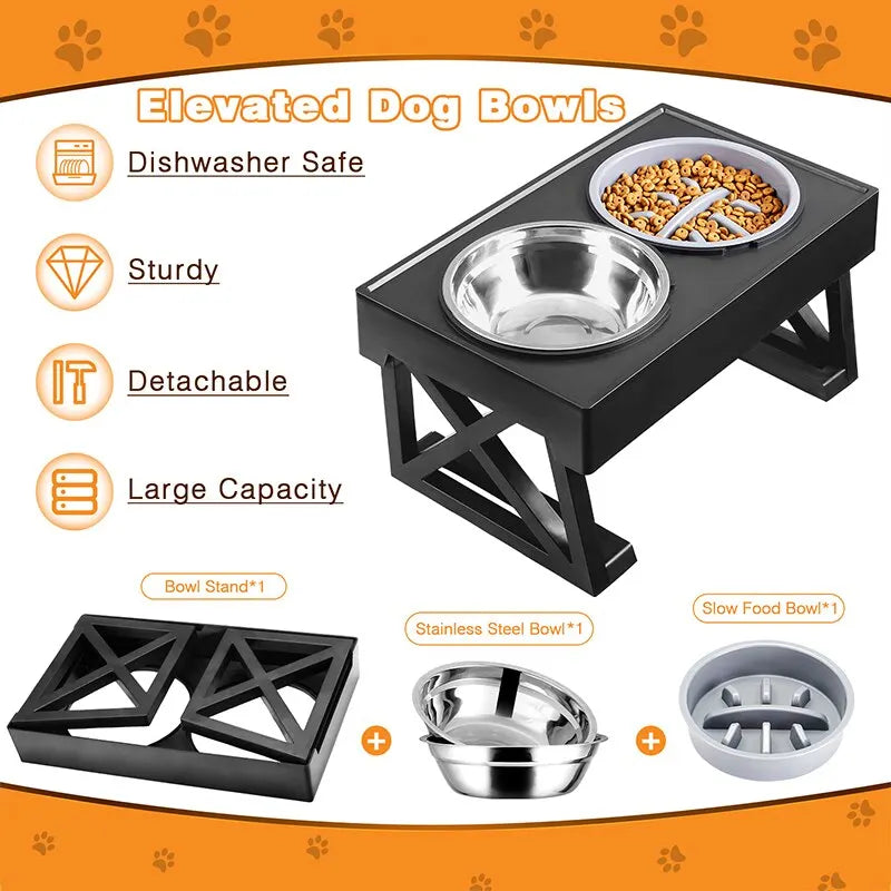 Adjustable Height Elevated Dog Feeding Bowl Stand - Smarsty