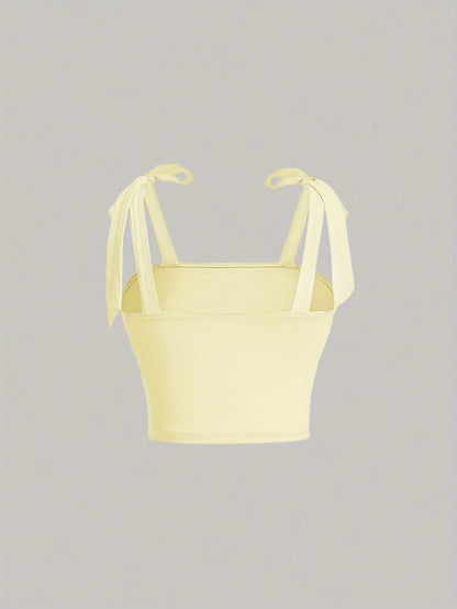 Solid Tie Shoulder Ruched Wide Strap Slim Fit Crop Top Women Clothing Summer 2025 Y2K Clothes Pink Backless Camis Top Streetwear