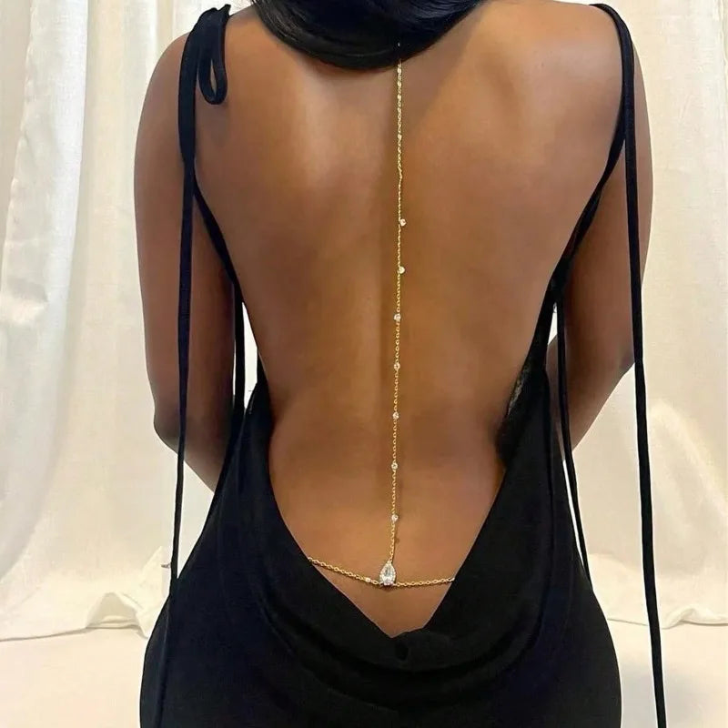 Backless Rhinestone Body Chain for Summer Beach Wear - Smarsty