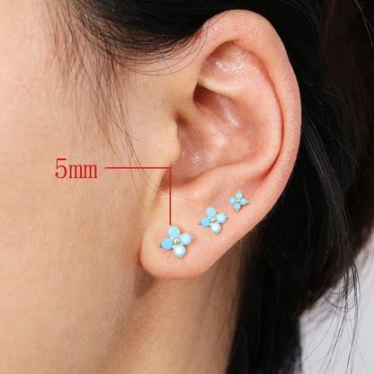 Minimalist Flower Stud Earrings Gold Cubic Zirconia - Smarsty