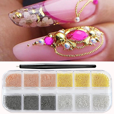 Mini Caviar Beads Nail Art Set with Magnetic Pen - Smarsty