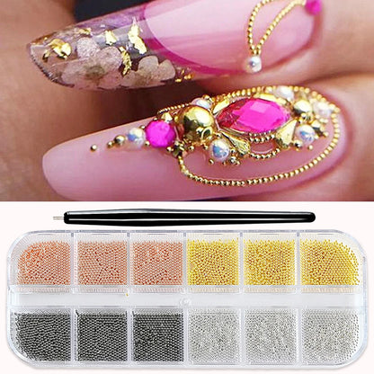 Mini Caviar Beads Nail Art Set with Magnetic Pen - Smarsty
