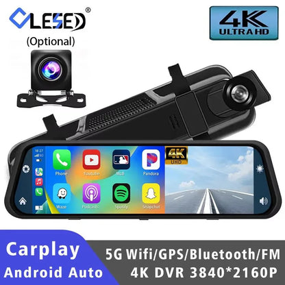 4K Dash Cam With Rearview Mirror Display and GPS WiFi - Smarsty