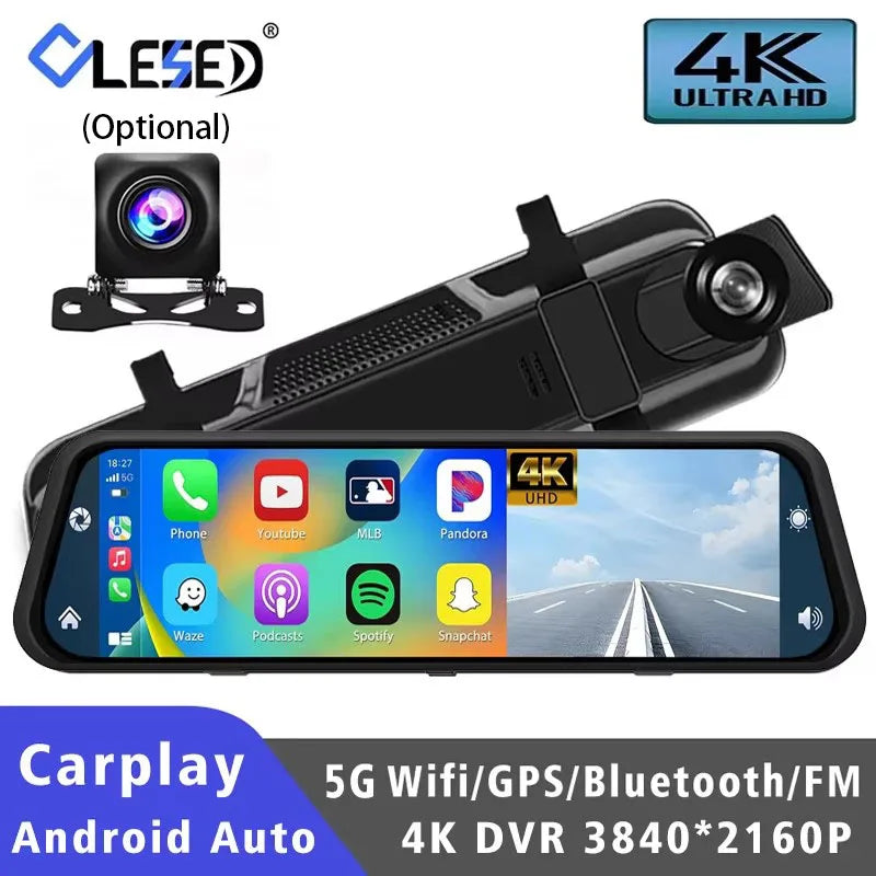 4K Dash Cam With Rearview Mirror Display and GPS WiFi - Smarsty