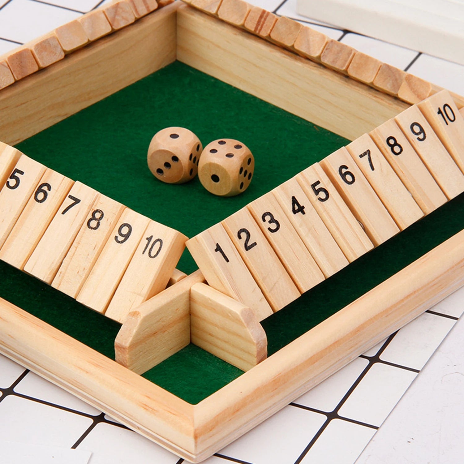 Wooden Dice Board Game Shut The Box for 4 Players Flaps & Dices Game Parent-children Interaction Family Entertainment - Smarsty