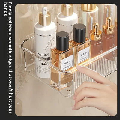 Wall mounted cosmetic and skincare storage rack for bathroom no need for drilling Multi functional kitchebathroom storage rackra by Smarsty