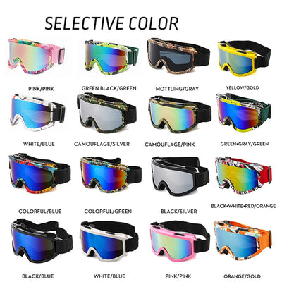 Large Frame Ski Goggles with Colorful Lens Anti-Collision Anti-Glare Lens Outdoor Sport Snow Snowboard for Snowboarding Skiing - Smarsty