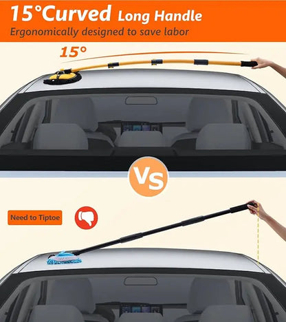 Car Cleaning Brush, Telescopic Long Handle Cleaning Mop, Auto Accessories Microfiber Adjustable Length Cleaning Brush, Yellow.