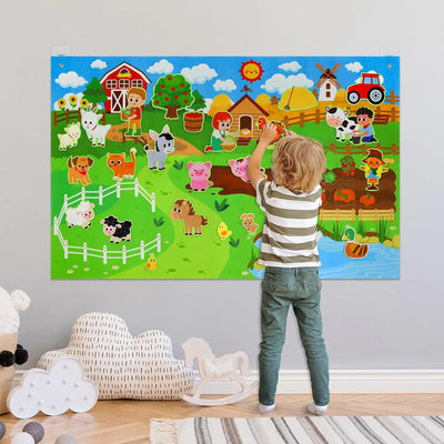 Farm Animals Felt Story Board Set Storytelling Early Learning Interactive Play Kit Wall Hanging Puzzle Toys for Toddlers Gifts - Smarsty