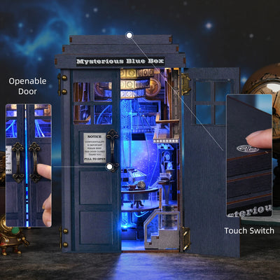 Book Nook Kit Mysterious Telephone Booth DIY Wooden Puzzle Handmade Bookshelf Dollhouse Model Bookend Building Home Decoration - Smarsty