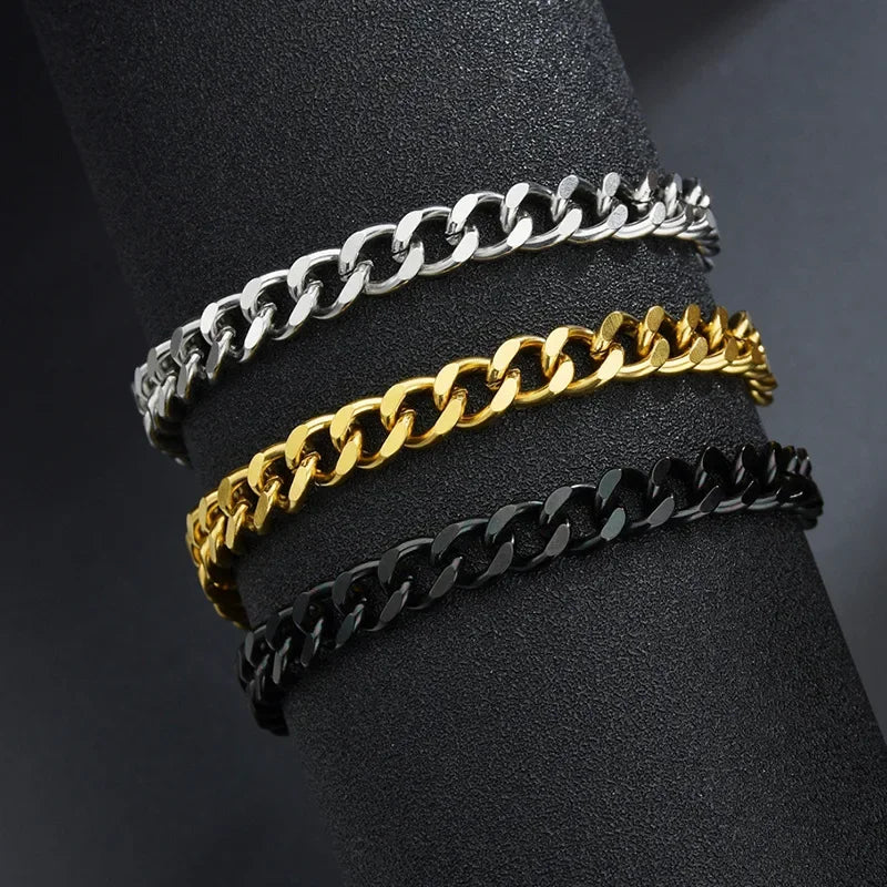 Trendy Stainless Steel Cuban Chain Bracelet for Men - Smarsty