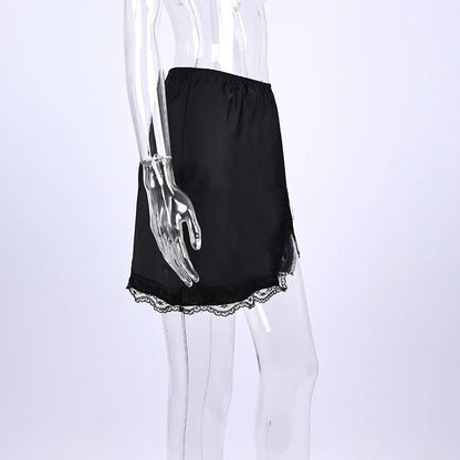 Linad Elegant Satin Embroidery Pencil Skirts Summer Sexy High Waist Split Mini Skirts For Women Fashion Slim Skirt Female 2025 - Smarsty