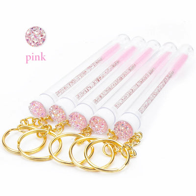 10 Pcs Tube Eyelash Brushes with Gold Keychain Convenience - Smarsty