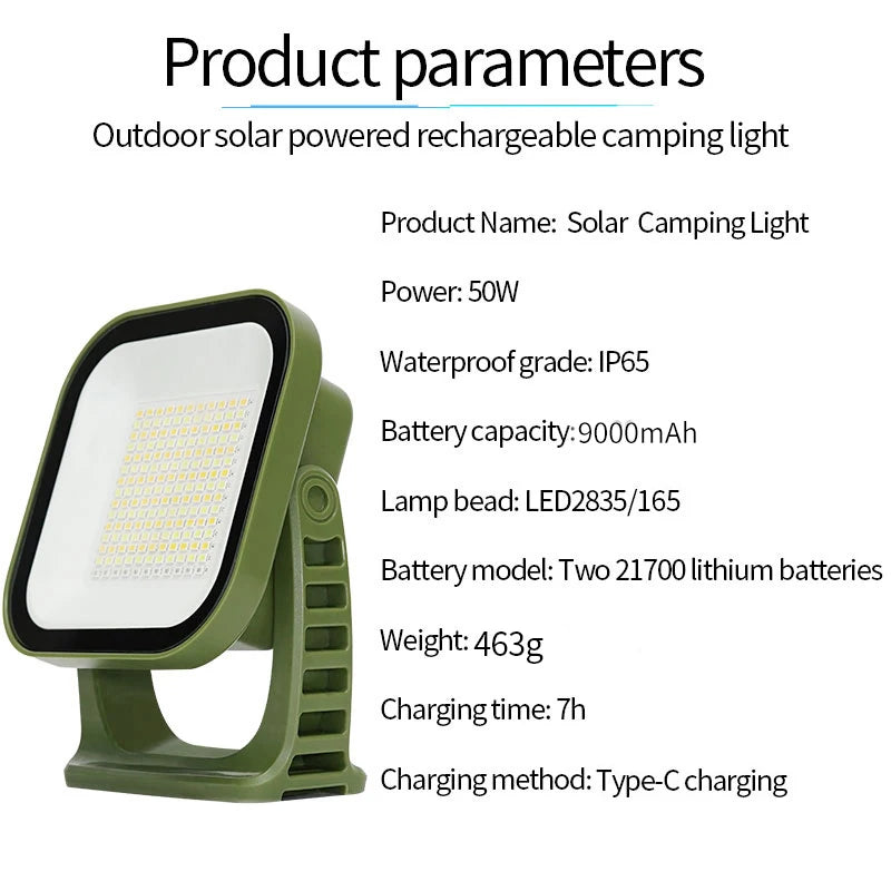 MOSLIGHTING Solar Chargin Tent Strong Light with Magnet Zoom Portable Torch Camping lantern Work Maintenance Lighting 80W LED