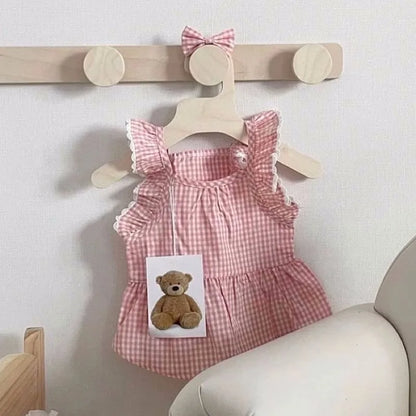 Pink Plaid Lace Dog Dress for Summer Comfort - Smarsty
