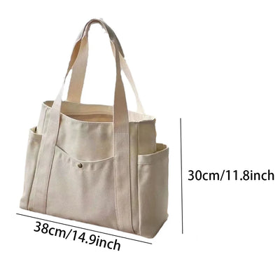 Large Capacity Canvas Tote Bags for Work Commuting Carrying Bag College Style Student Outfit Book Shoulder Bag Shopping Bag - Smarsty