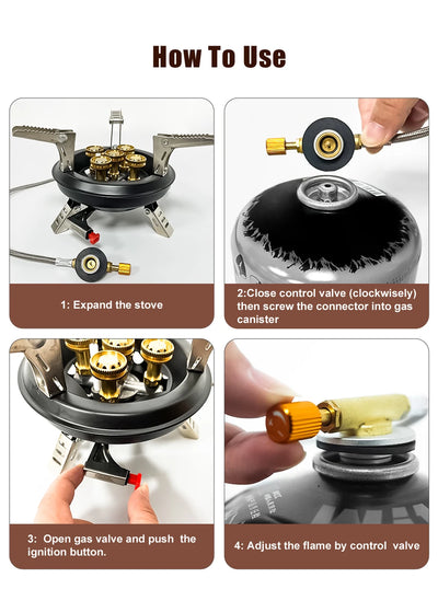 BRS-201A Portable Camping Gas Stove 16000W High Pressured Propane Butane Gas Burner Outdoor Emergency Stove with Piezo Ignition by Smarsty