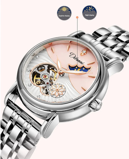 Luxury Women's Automatic Mechanical Watch with Moon Phase - Smarsty