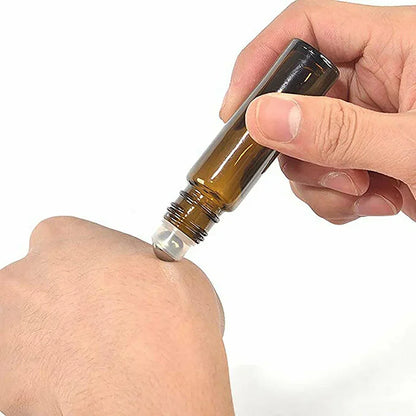 10 Pack Amber Glass Roll On Bottles for Essential Oils - Smarsty