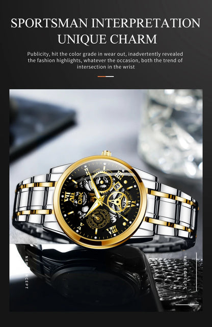 Men's Waterproof Steel Watch with Night Glow Feature - Smarsty