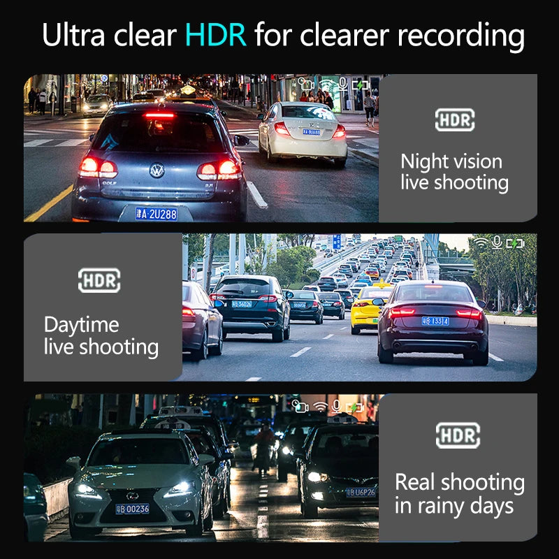 10 Inch Touch Screen Dash Cam Front And Rear Cameras - Smarsty