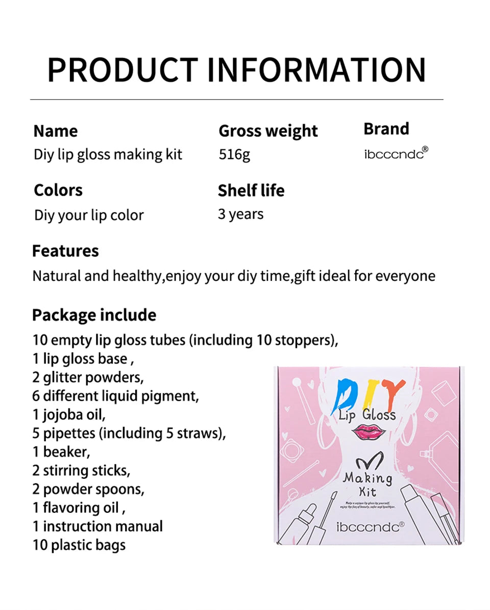 DIY Lip Gloss Making Kit Moisturizing Lip Gloss Base Diy Raw Material Tool Kit Shiny Glitter Lip Tints Glaze Handmade Cosmetics