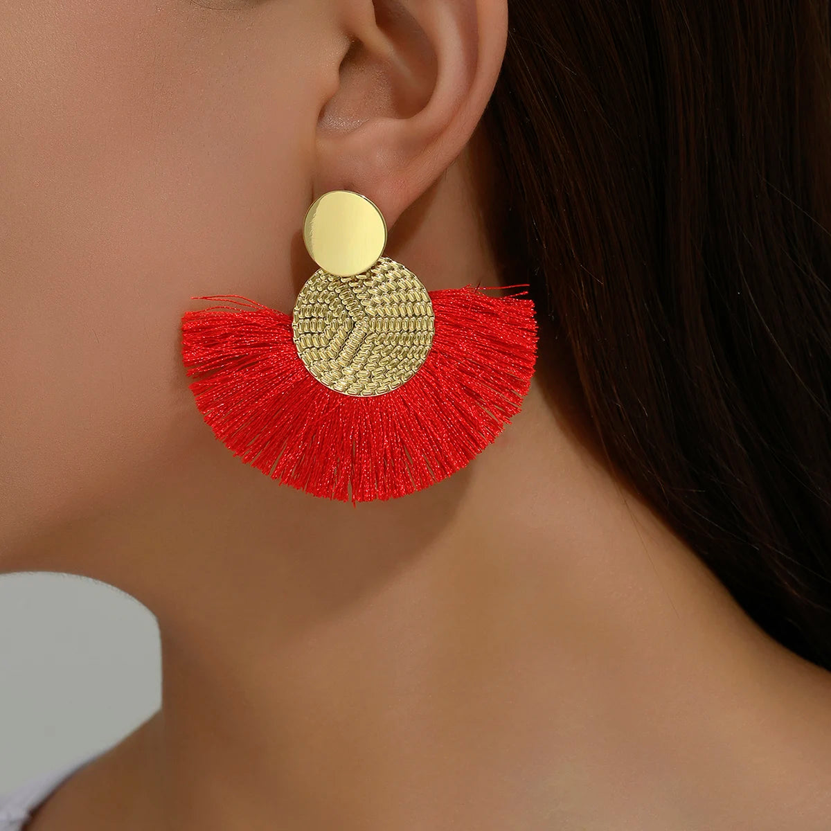 Bohemian Big Tassel Drop Earrings for Stylish Wedding Look - Smarsty