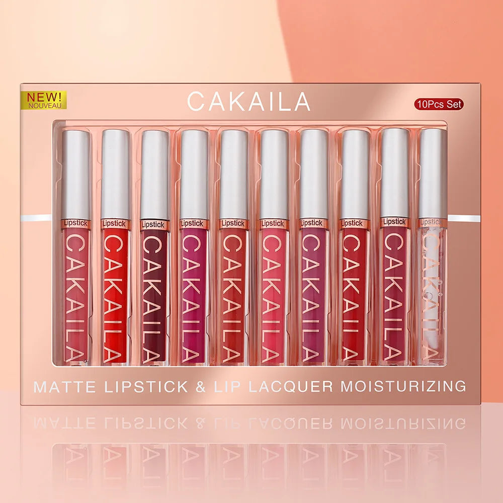 CAKAILA 10 Piece Nude Lip Gloss Set Long Lasting Velvet Finish - Smarsty