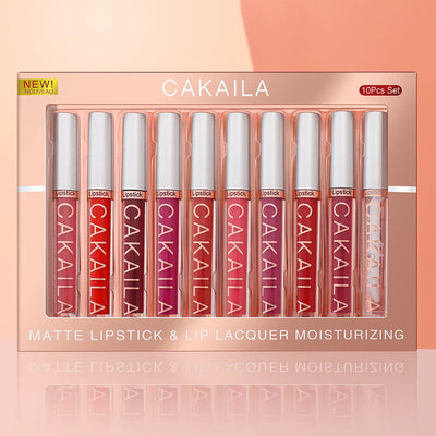 CAKAILA 10 Piece Nude Lip Gloss Set Long Lasting Velvet Finish - Smarsty