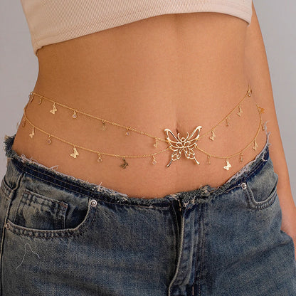 Boho Butterfly Waist Chain with Crystal Tassels - Smarsty