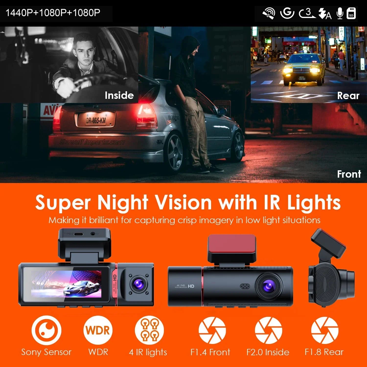 4K Car Dash Cam Featuring GPS And Three Lenses Elite - Smarsty