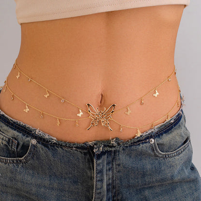 Boho Butterfly Waist Chain with Crystal Tassels - Smarsty