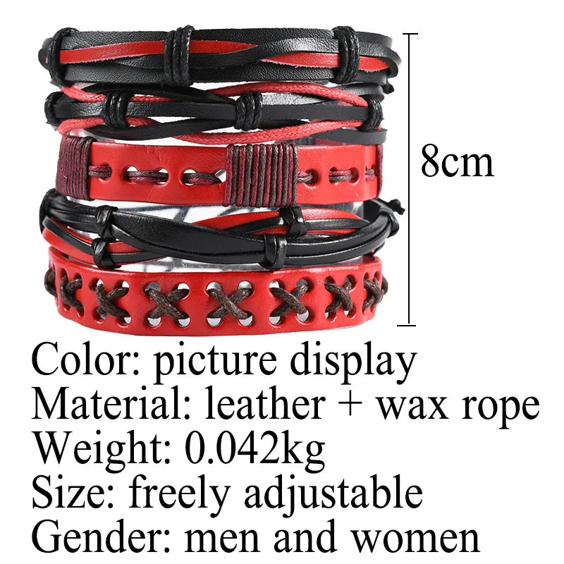 Viking Leather Bracelet For Men Adjustable Skull Design - Smarsty
