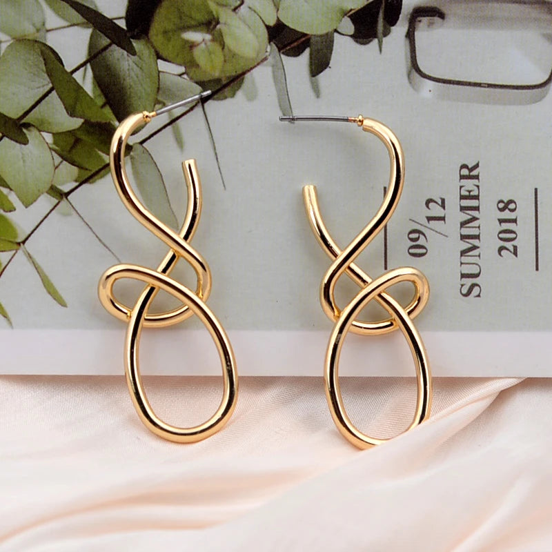 Vintage Irregular Metal Drop Earrings for Women Fashion Statement - Smarsty